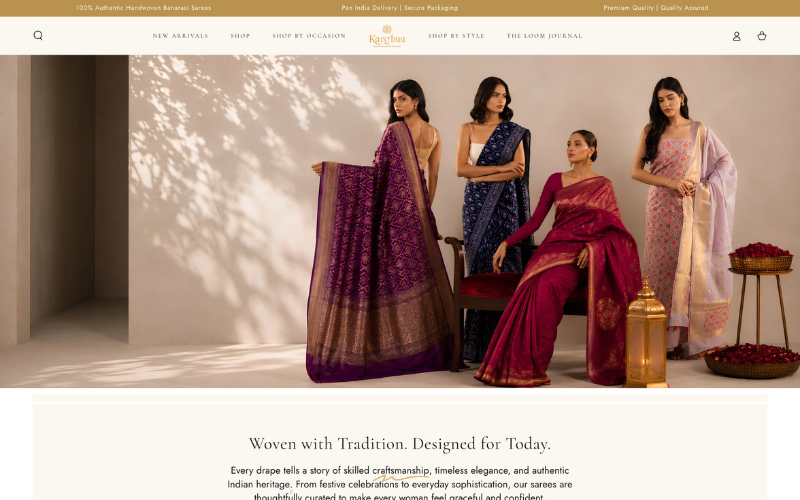 The Karghaa Banarasi saree Shopify store